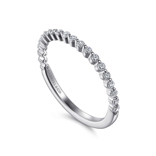 14K White Gold Single Prong Diamond Anniversary Band