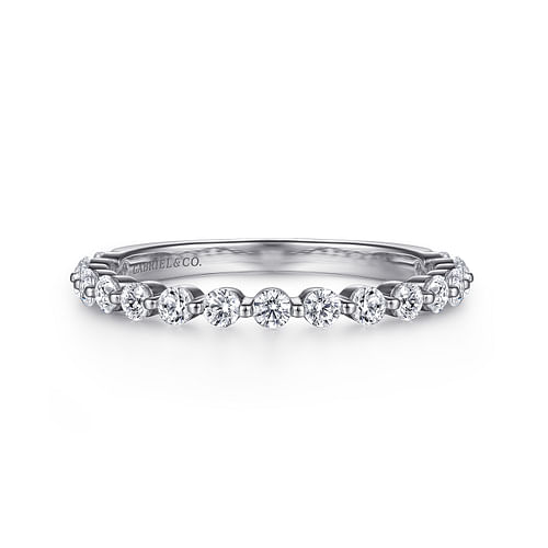 14K White Gold Single Prong Diamond Anniversary Band