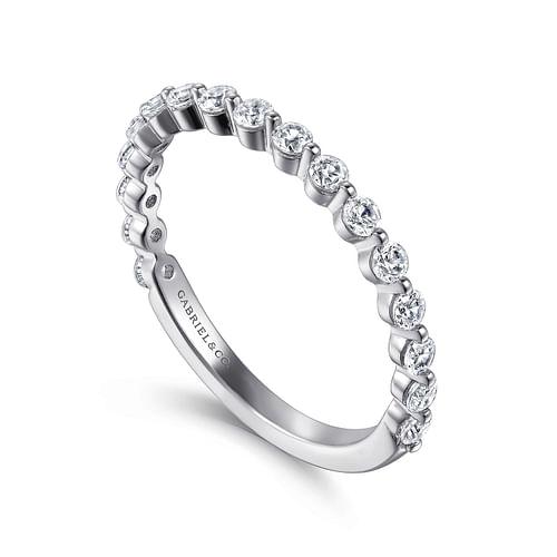 14K White Gold Single Prong Diamond Anniversary Band