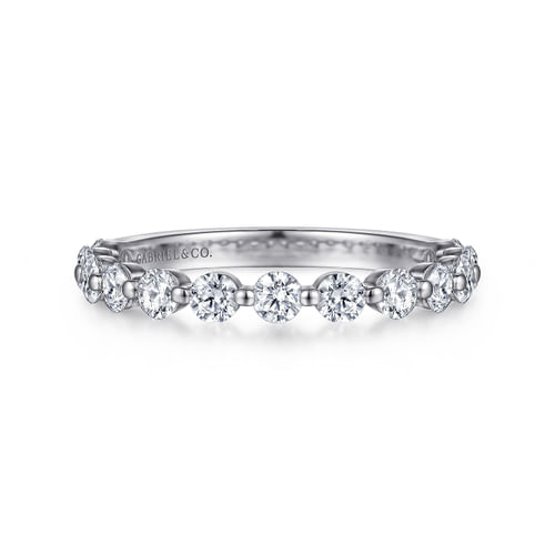 14K White Gold Single Prong Diamond Anniversary Band