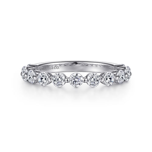 14K White Gold Single Prong Diamond Anniversary Band