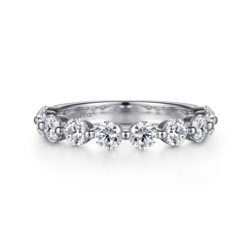 14K White Gold Single Prong Diamond Anniversary Band