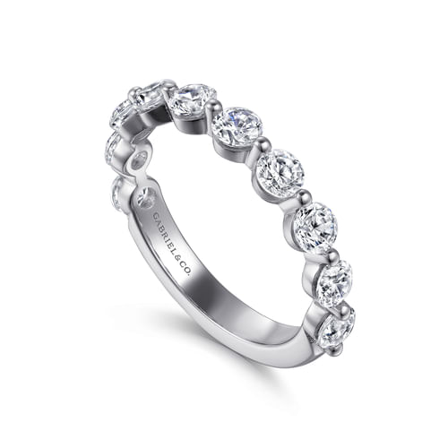 14K White Gold Single Prong Diamond Anniversary Band