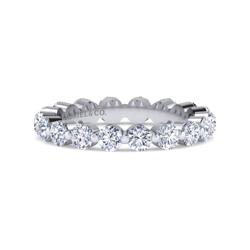 14K White Gold Single Prong Diamond Eternity Band