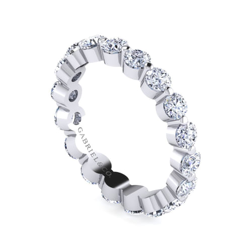 14K White Gold Single Prong Diamond Eternity Band