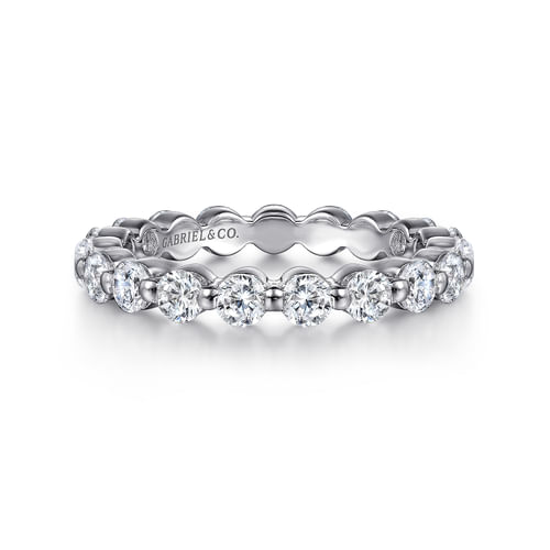 14K White Gold Single Prong Diamond Eternity Band