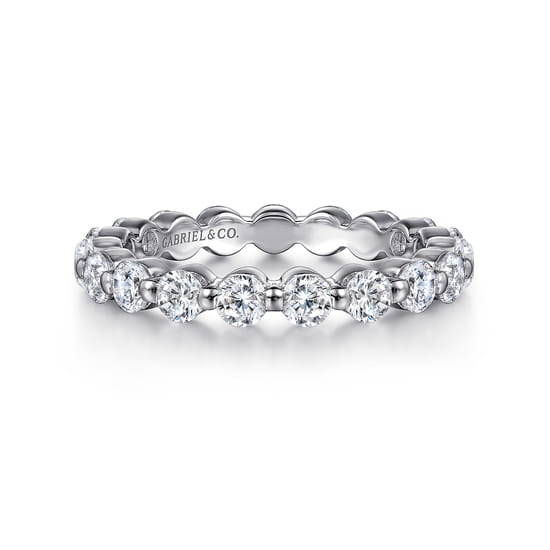 14K White Gold Single Prong Diamond Eternity Band