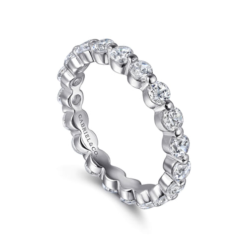 14K White Gold Single Prong Diamond Eternity Band