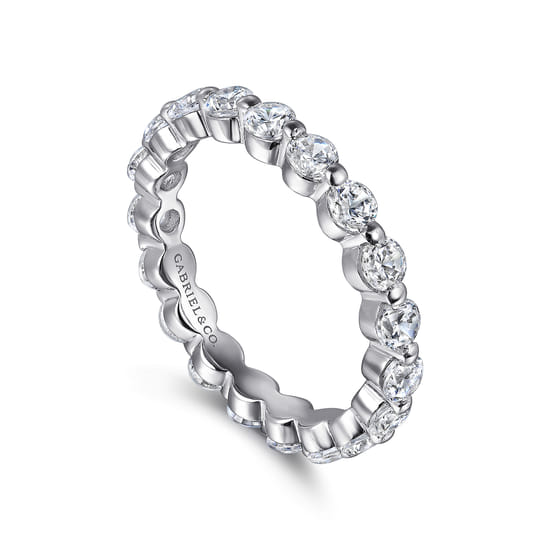 14K White Gold Single Prong Diamond Eternity Band angle 3
