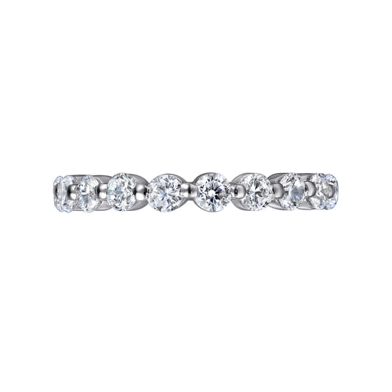 14K White Gold Single Prong Diamond Eternity Band angle 6