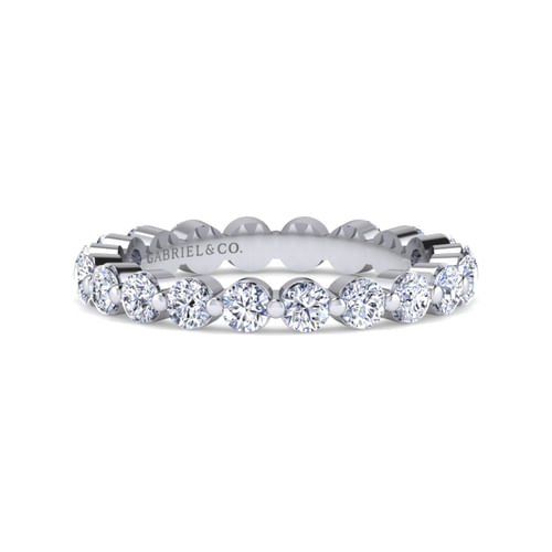 14K White Gold Single Prong Diamond Eternity Band
