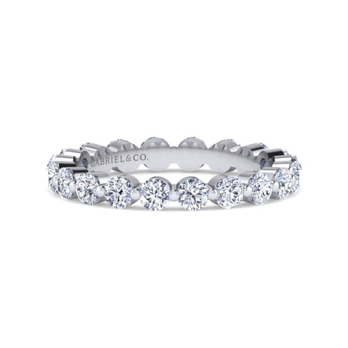 14K White Gold Single Prong Diamond Eternity Band
