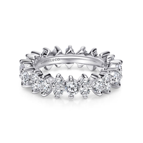 14K White Gold Single Prong Diamond Eternity Band