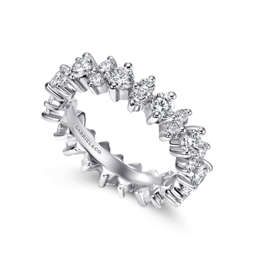 14K White Gold Single Prong Diamond Eternity Band