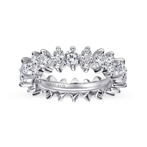 14K White Gold Single Prong Diamond Eternity Band