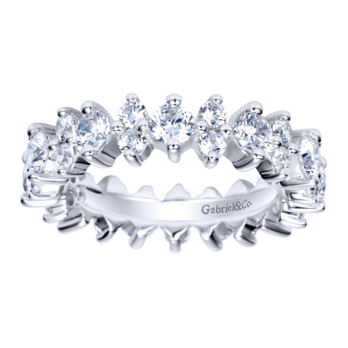 14K White Gold Single Prong Diamond Eternity Band