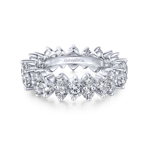 14K White Gold Single Prong Diamond Eternity Band