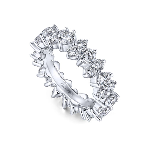 14K White Gold Single Prong Diamond Eternity Band