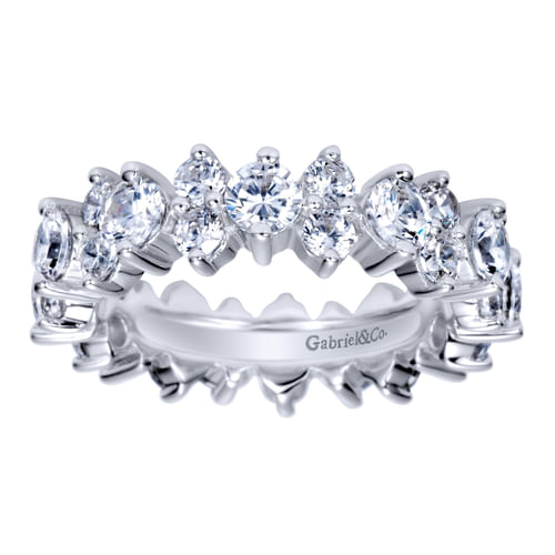 14K White Gold Single Prong Diamond Eternity Band