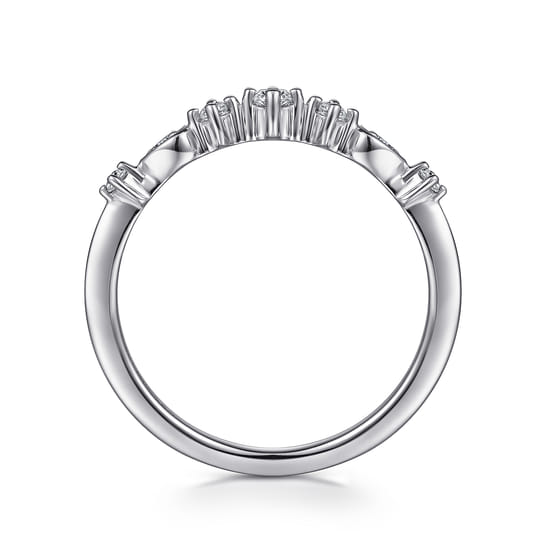 14K White Gold Single Prong Diamond Station Ring angle 2