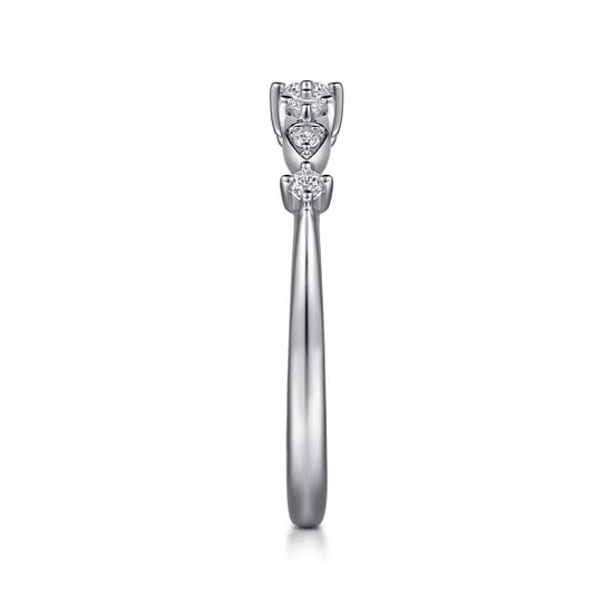 14K White Gold Single Prong Diamond Station Ring angle 4