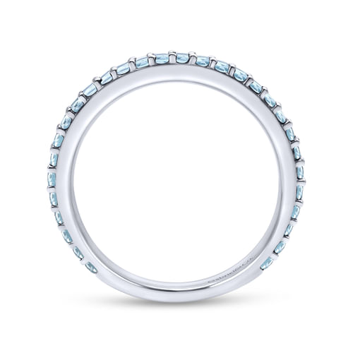 14K White Gold Sky Blue Topaz Stackable Ladies Ring