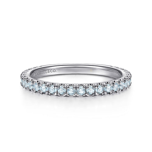 14K White Gold Sky Blue Topaz Stackable Ring