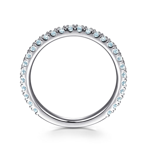 14K White Gold Sky Blue Topaz Stackable Ring