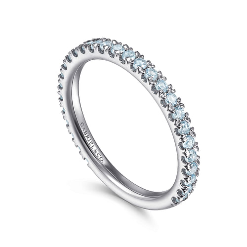 14K White Gold Sky Blue Topaz Stackable Ring