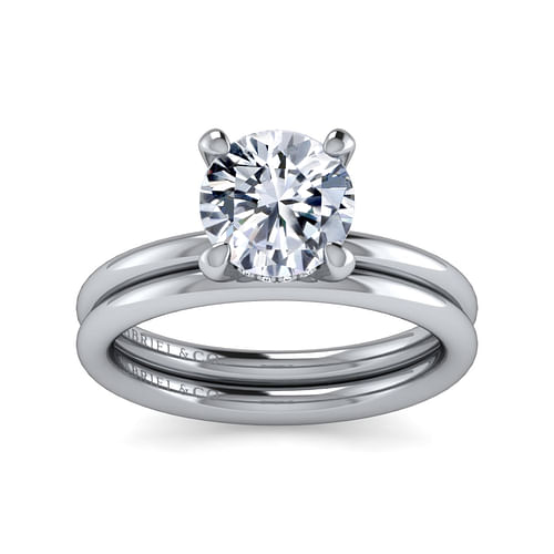 14K White Gold Solitaire Round Diamond Engagement Ring