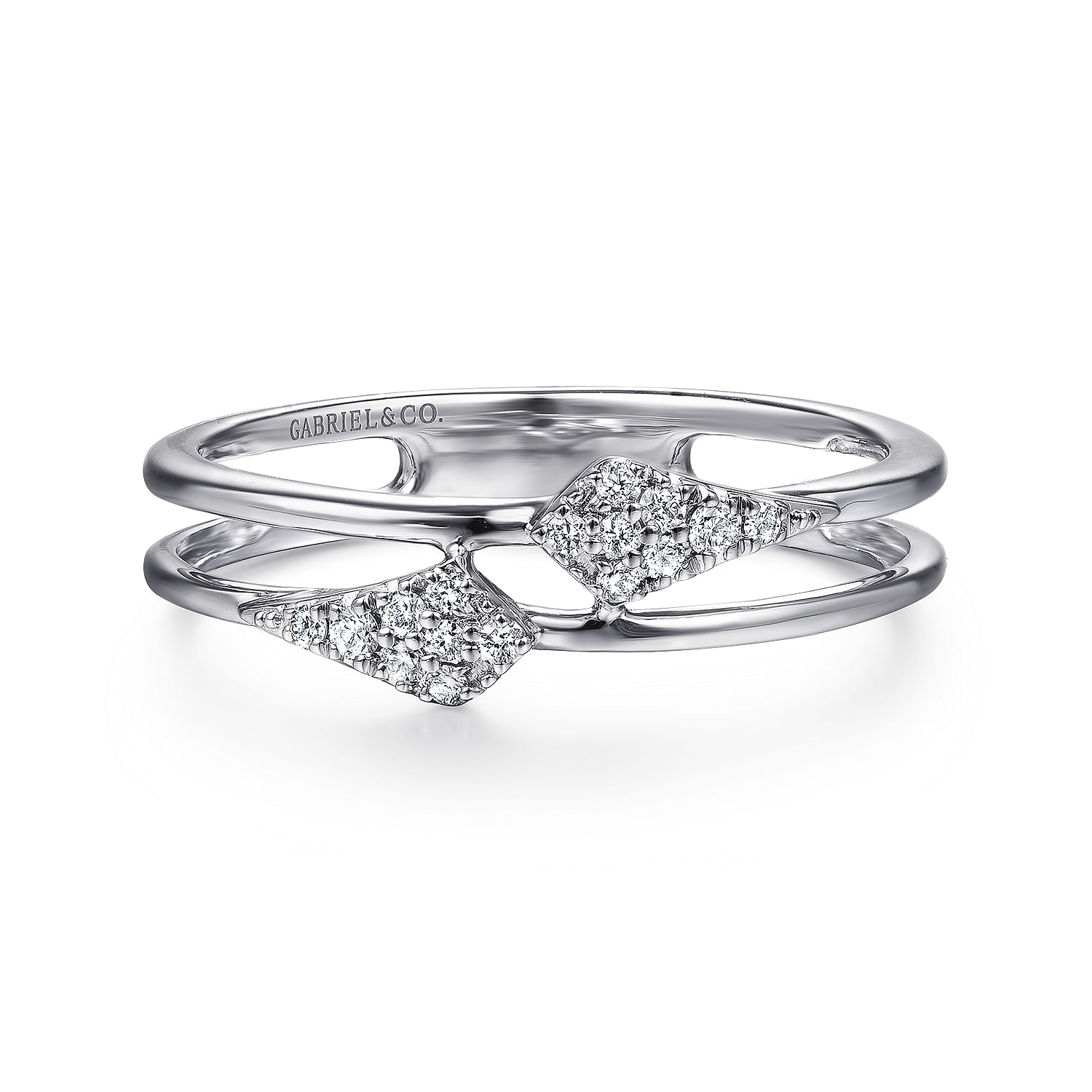Gabriel - 14K White Gold Spiked Diamond Stackable Ring