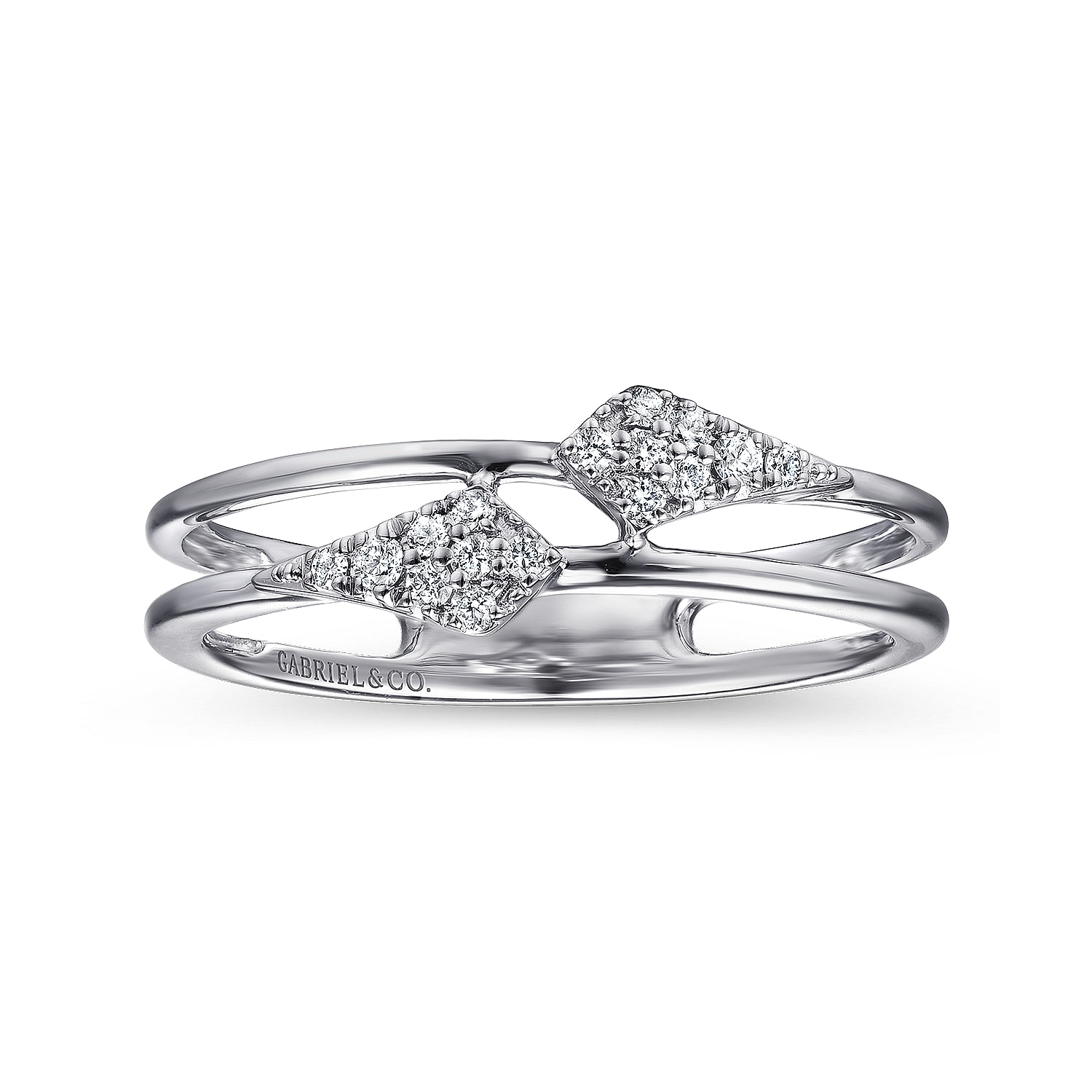 14K White Gold Spiked Diamond Stackable Ring