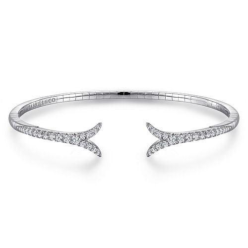 14K White Gold Split Diamond Bangle