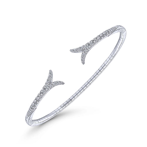 14K White Gold Split Diamond Bangle