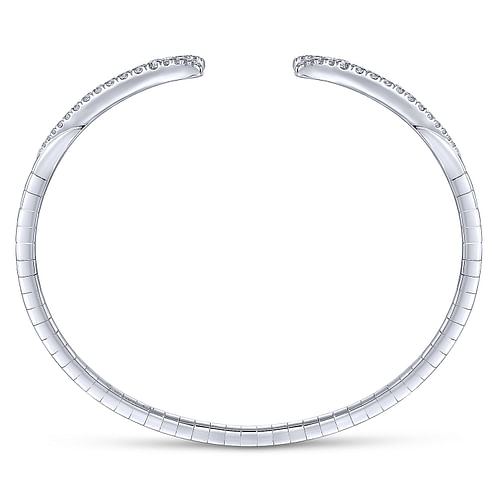 14K White Gold Split Diamond Bangle