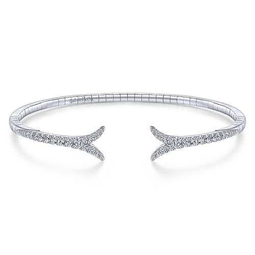 14K White Gold Split Diamond Bangle