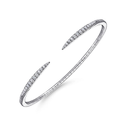 14K White Gold Split Diamond Spike Bangle