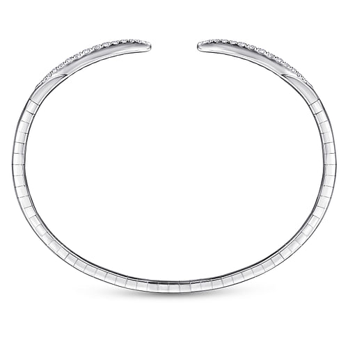 14K White Gold Split Diamond Spike Bangle