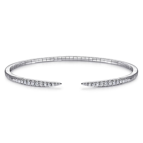 14K White Gold Split Diamond Spike Bangle