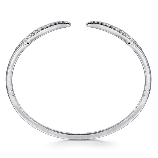 14K White Gold Split Diamond Spike Bangle angle 3