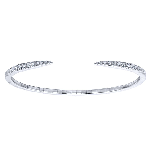 14K White Gold Split Diamond Spike Bangle