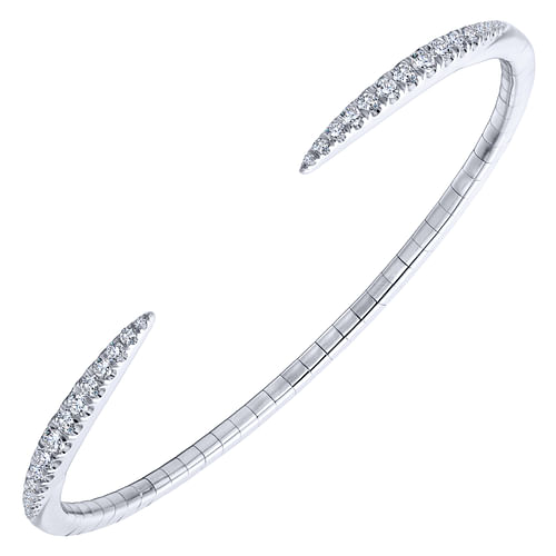 14K White Gold Split Diamond Spike Bangle