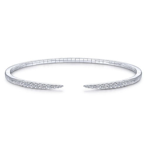 14K White Gold Split Diamond Spike Bangle