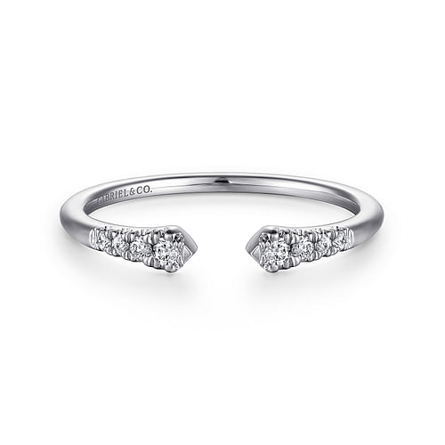 14K White Gold Split Diamond Stackable Ring