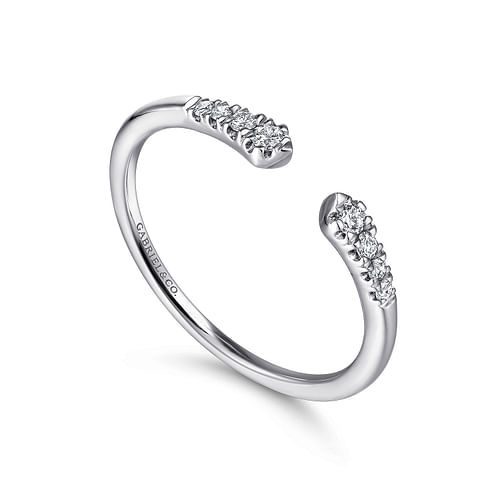 14K White Gold Split Diamond Stackable Ring