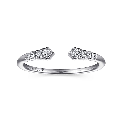 14K White Gold Split Diamond Stackable Ring