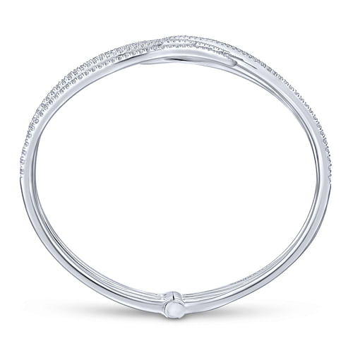 14K White Gold Split Multi Row Diamond Bangle