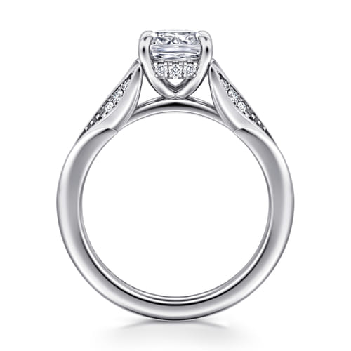 14K White Gold Split Shank Cushion Cut Diamond Engagement Ring