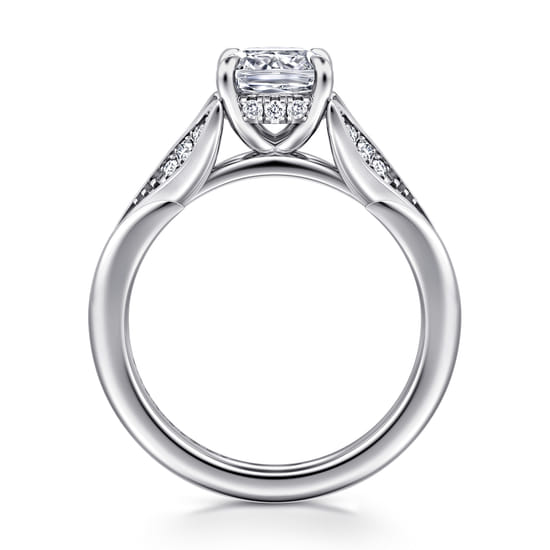 14K White Gold Split Shank Cushion Cut Diamond Engagement Ring angle 2