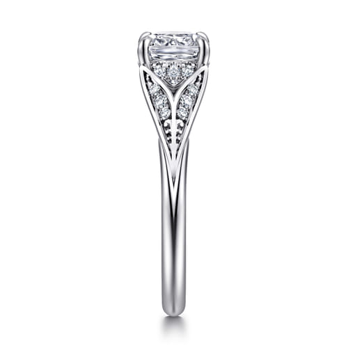 14K White Gold Split Shank Cushion Cut Diamond Engagement Ring